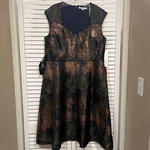 Kay Unger Sweetheart Neck Sleeveless A-Line Jacquard Dress